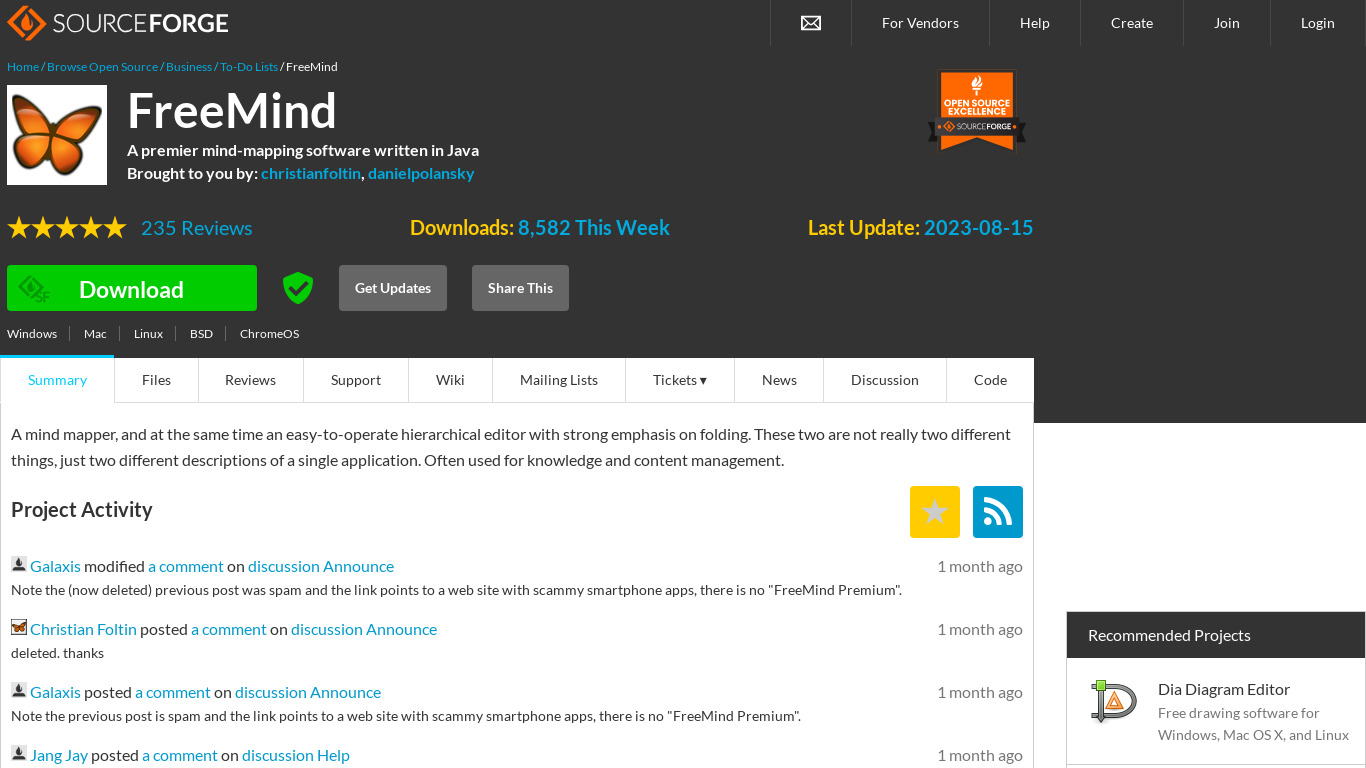 FreeMind Landing page