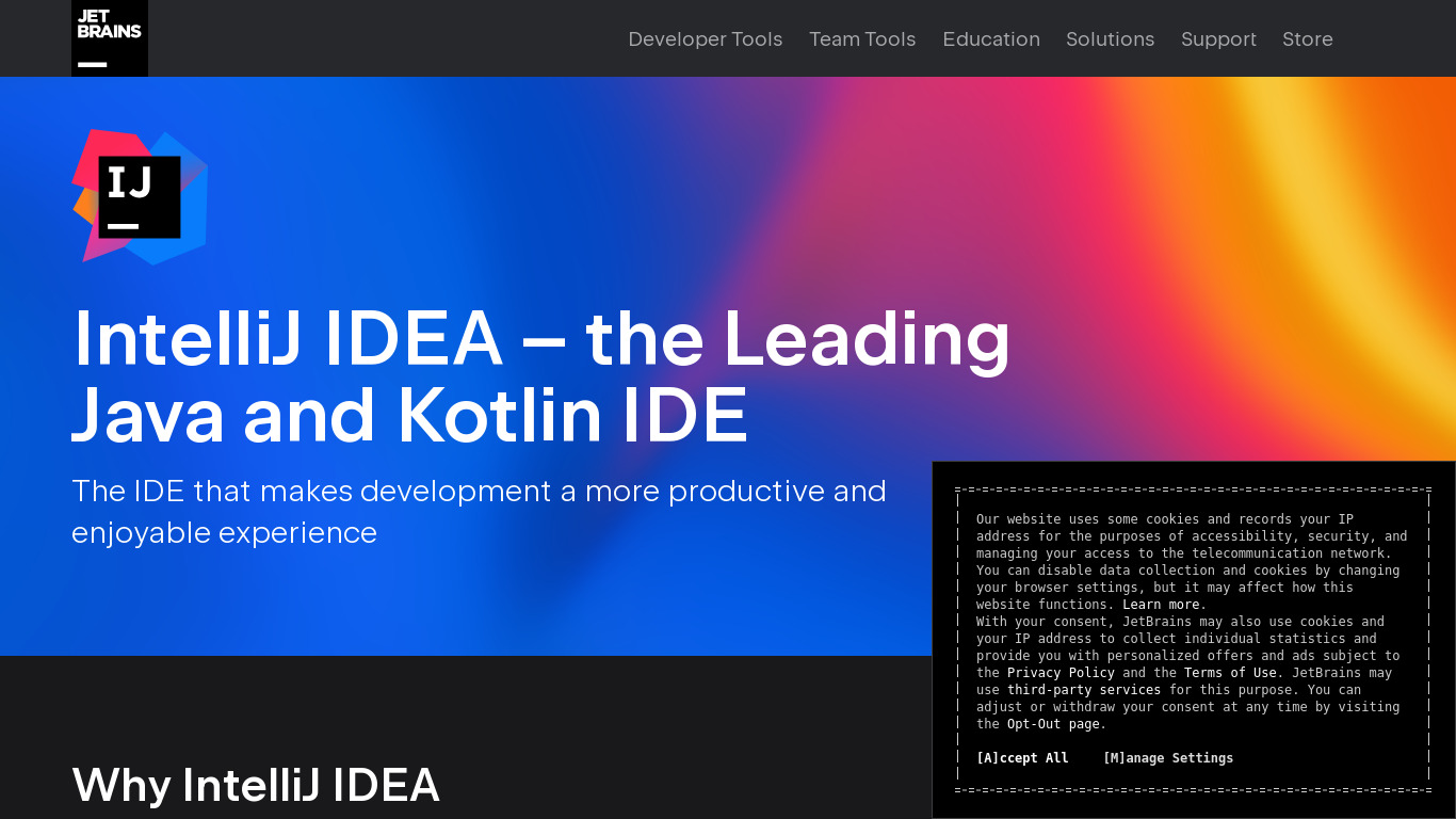 IntelliJ IDEA Landing page