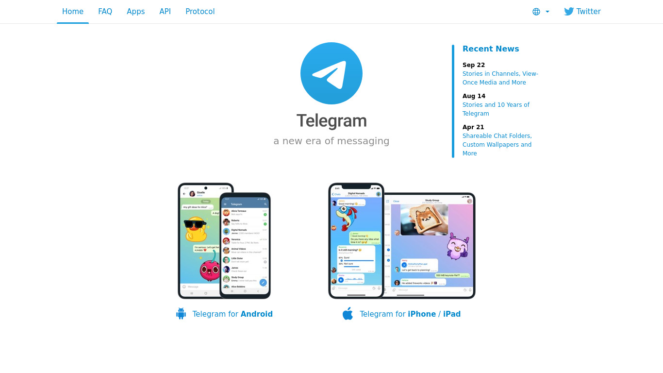 Telegram Landing page