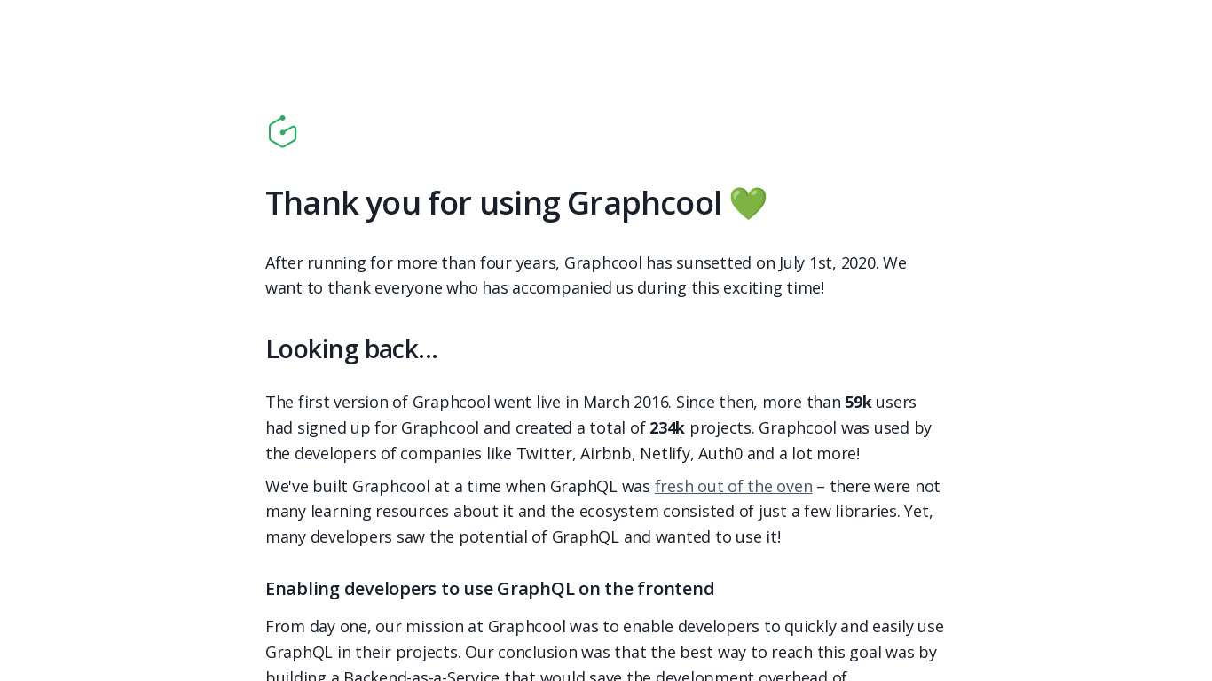 Graphcool Landing page