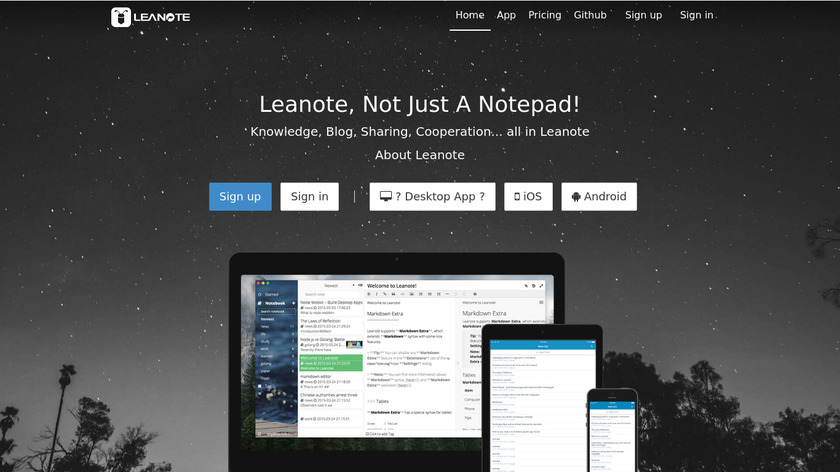 Leanote Landing Page