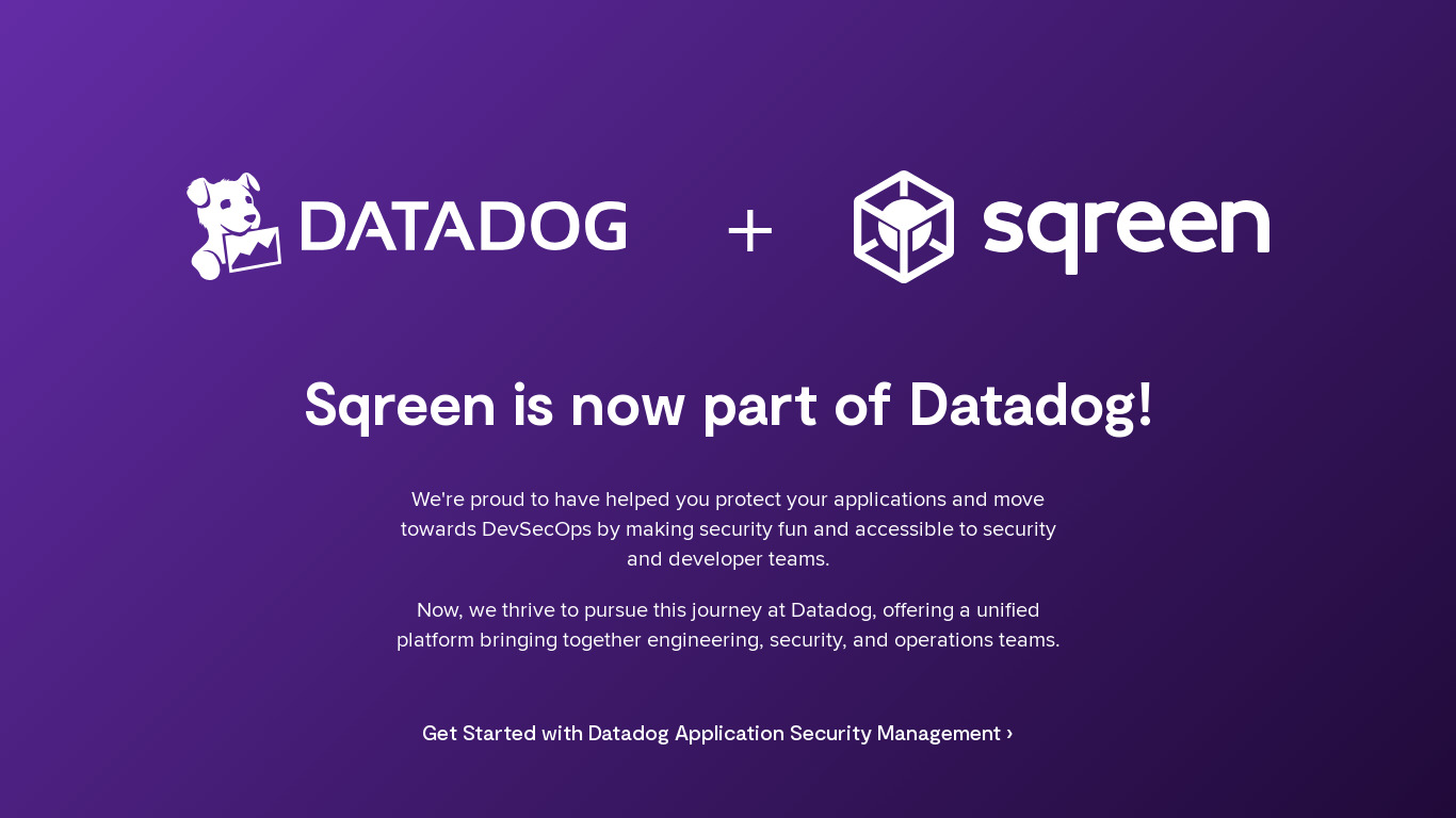 Sqreen Landing page