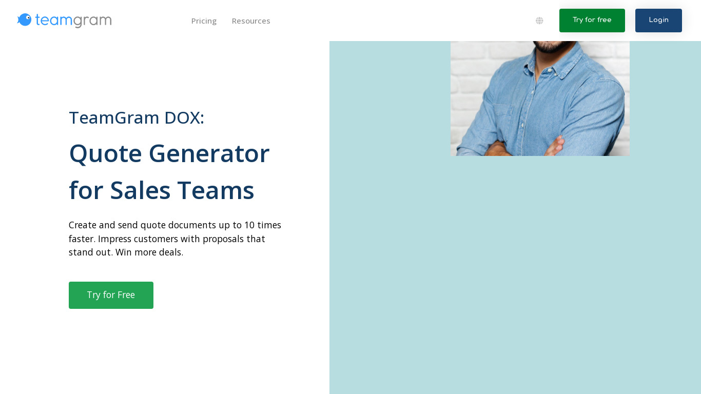 TeamGram Landing page