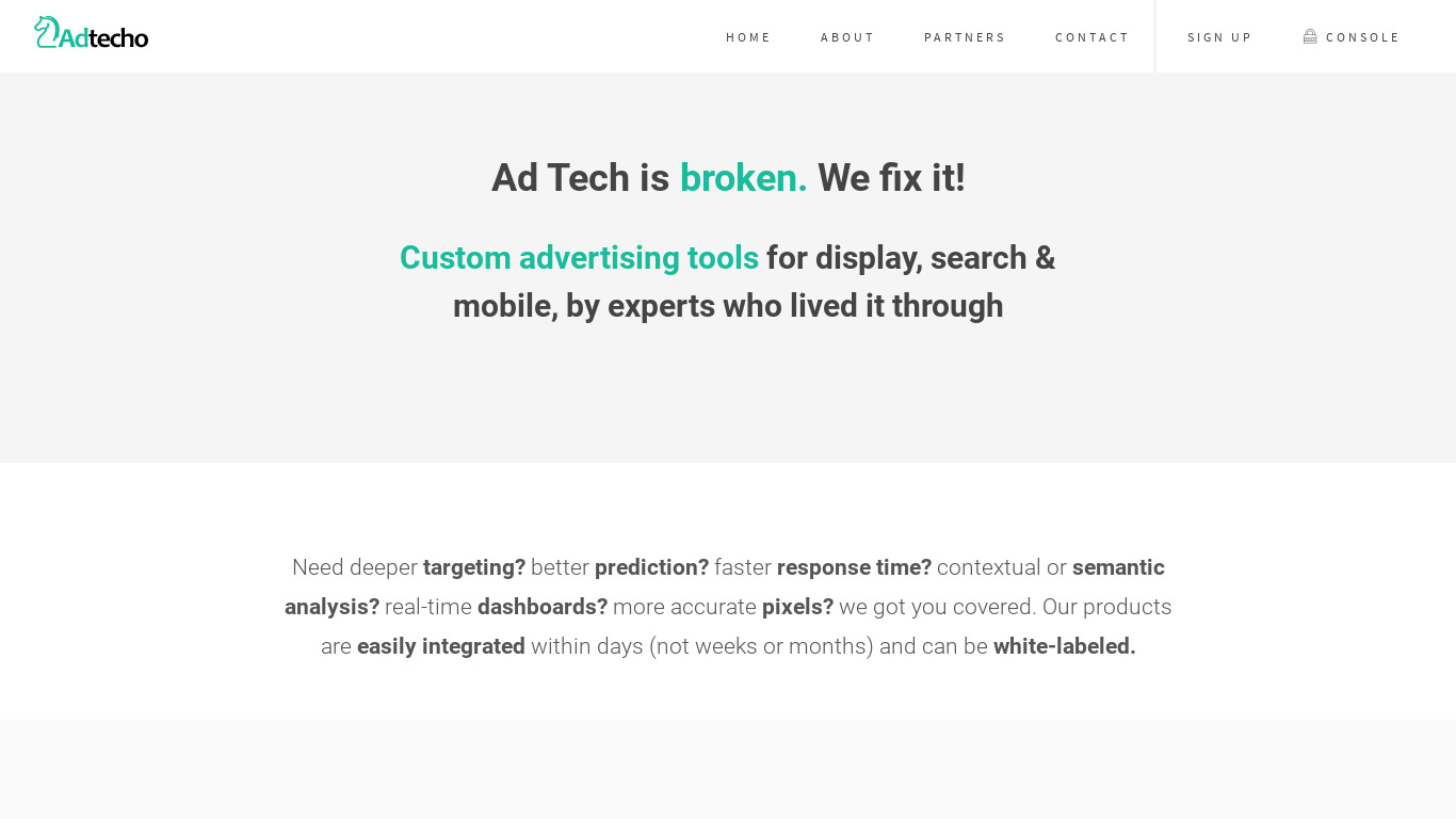 Adtecho Landing page