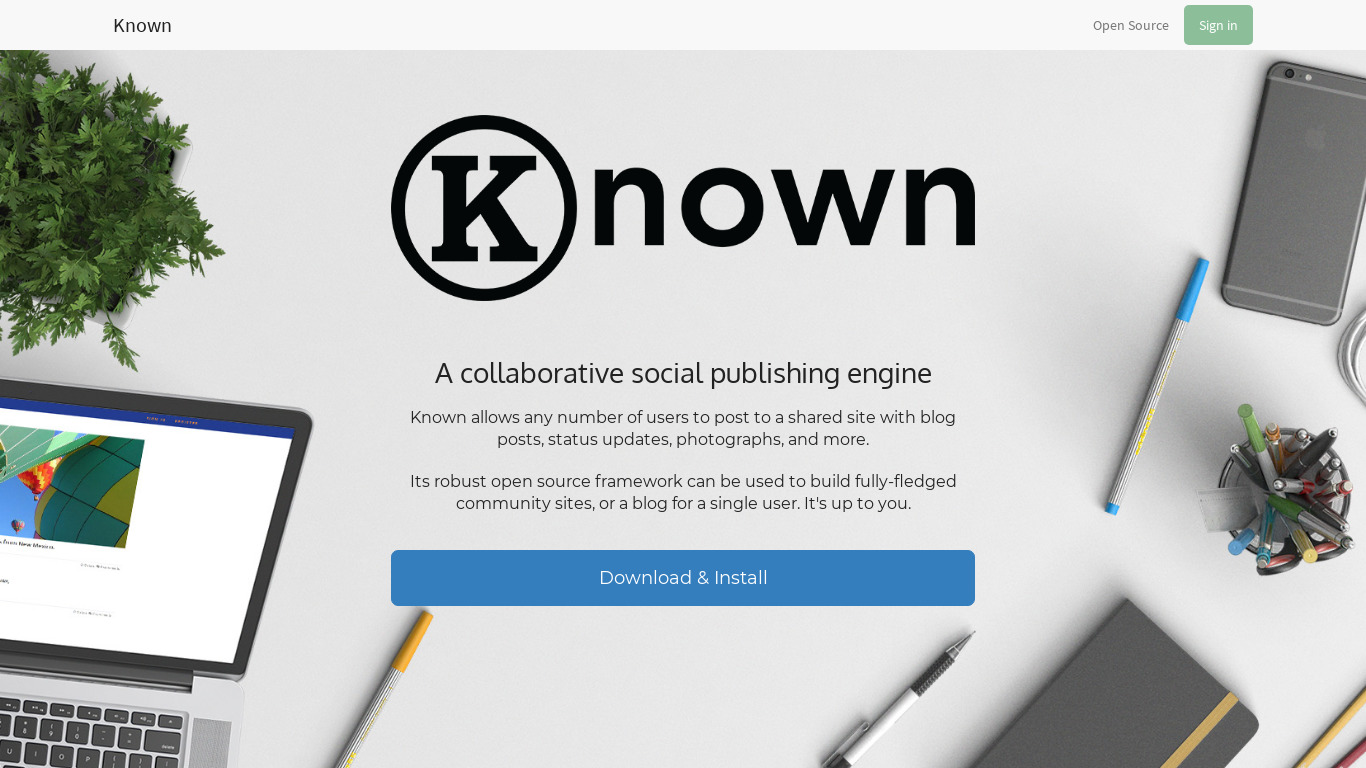Known Landing page