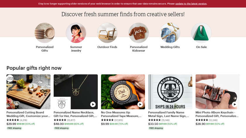 Etsy Landing Page