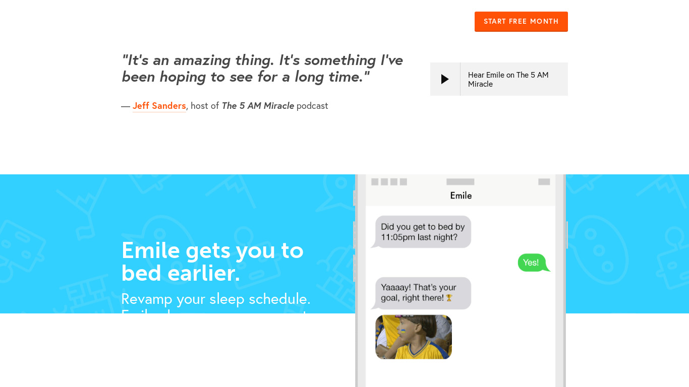 Emile.chat Landing page
