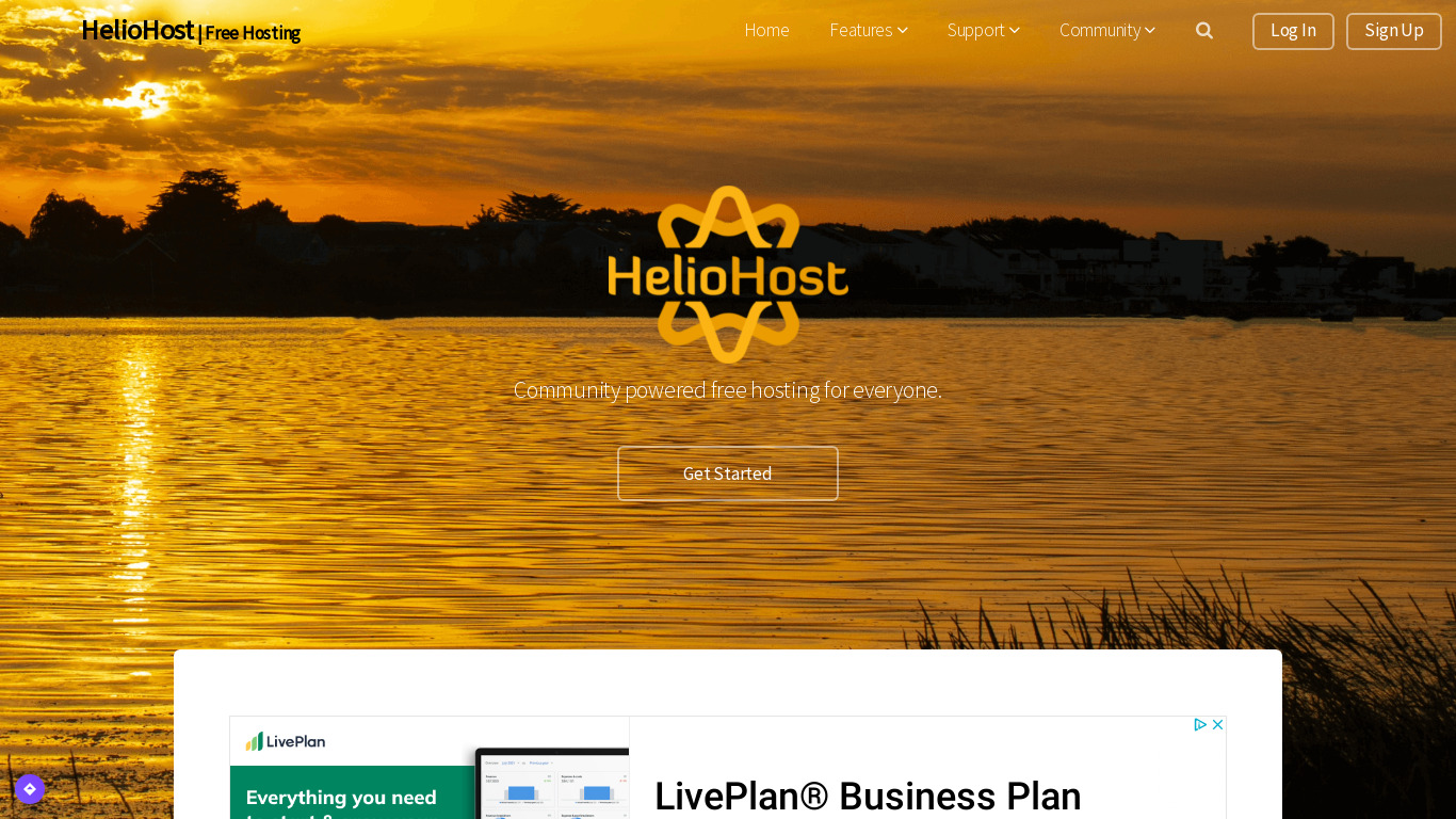 HelioHost Landing page