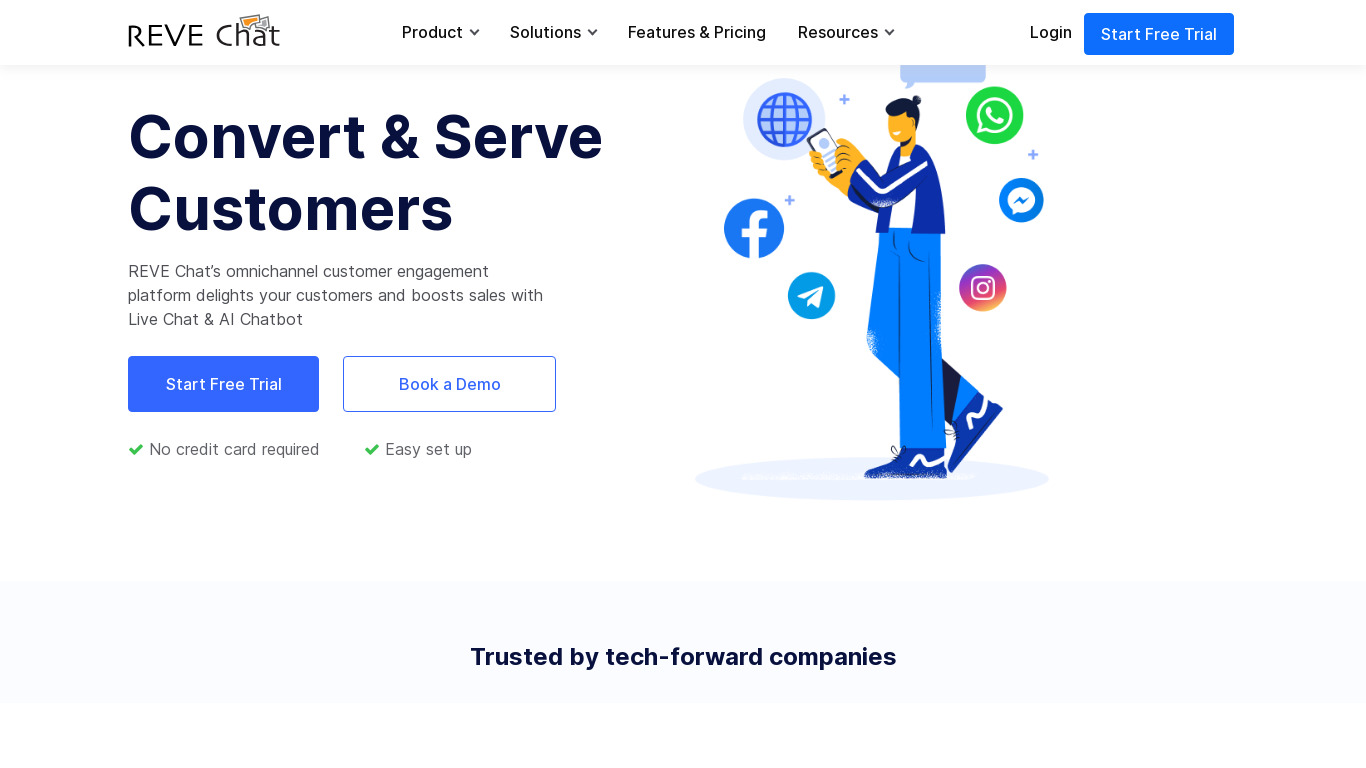 REVE Chat Landing page