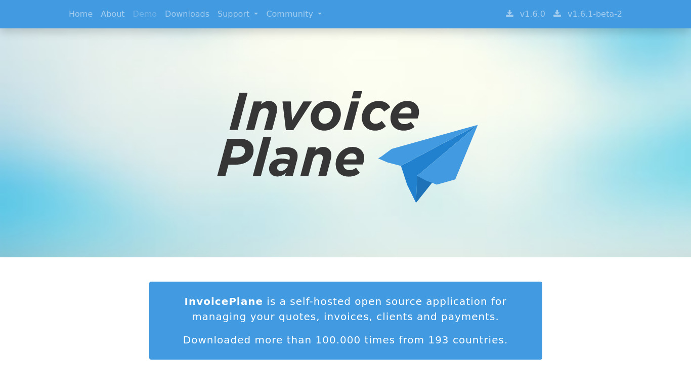 InvoicePlane Landing page