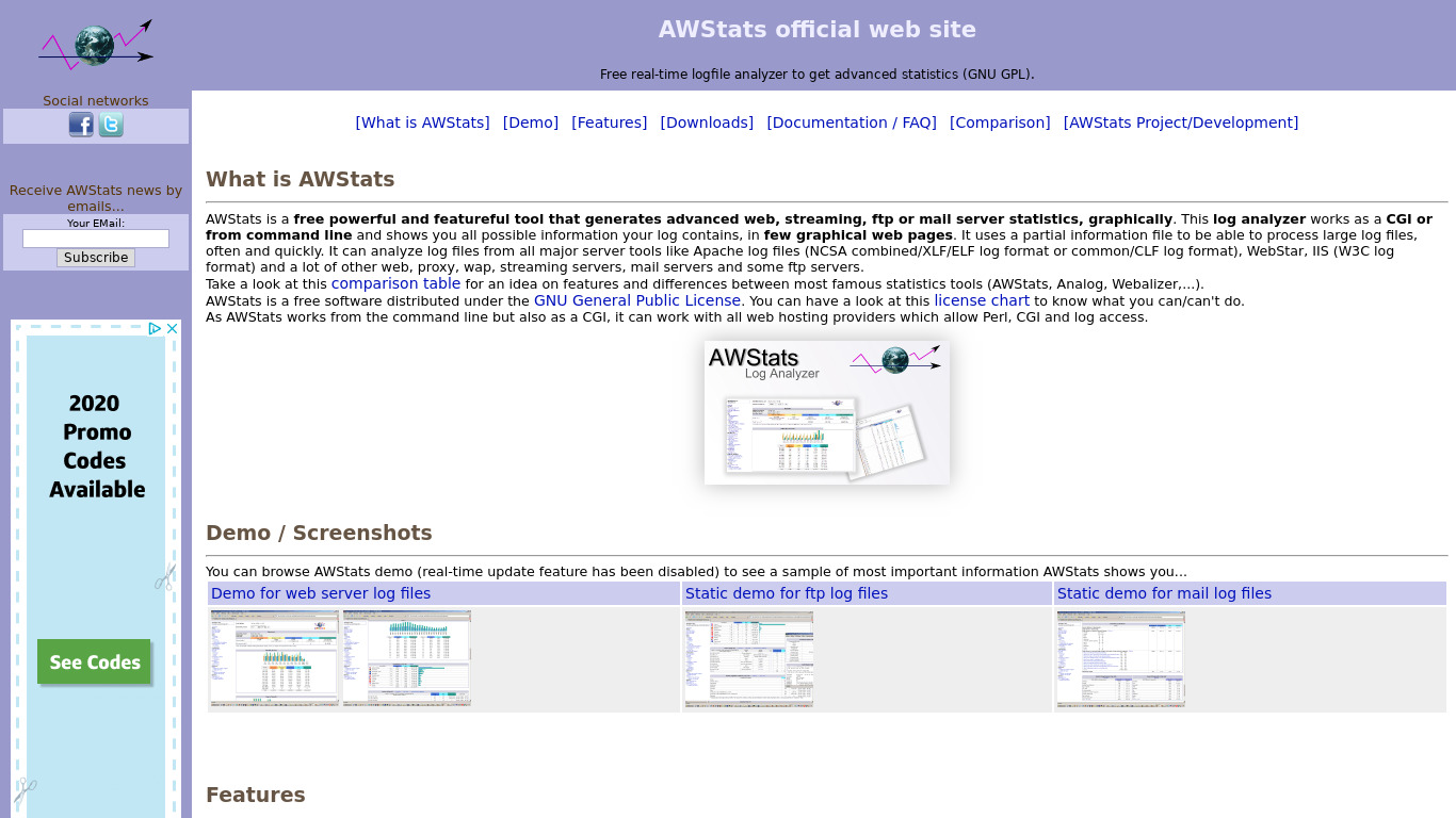 AWStats Landing page