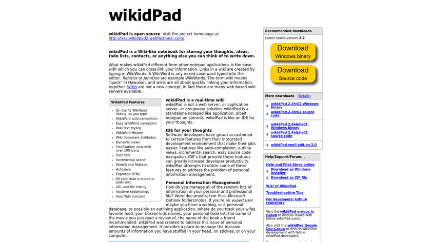 wikidPad Landing Page