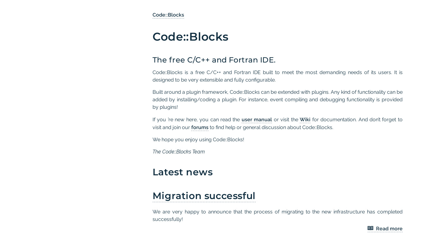 Code::Blocks Landing page