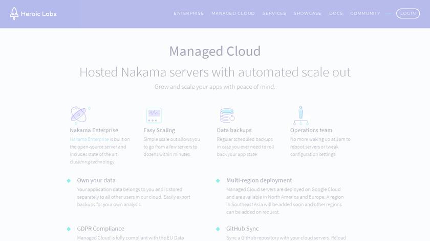 Heroic Labs Managed Cloud Landing Page