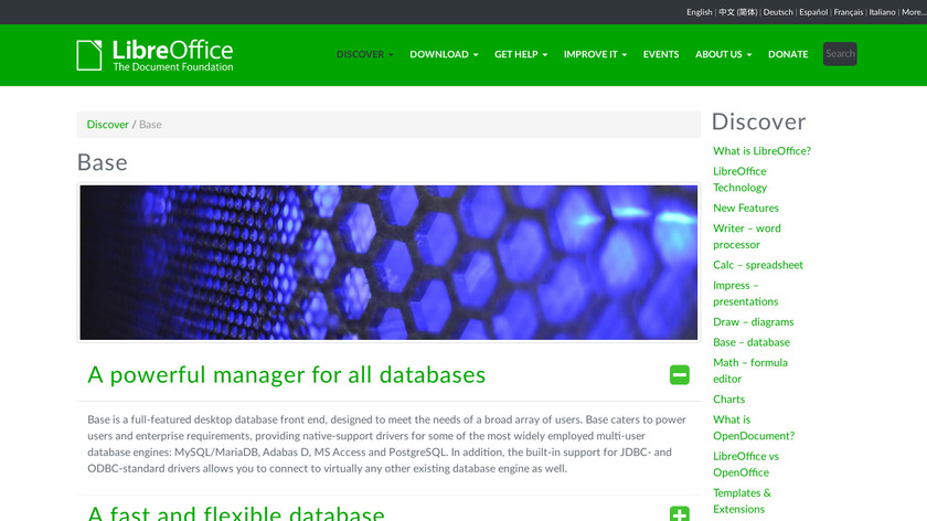 LibreOffice - Base Landing Page
