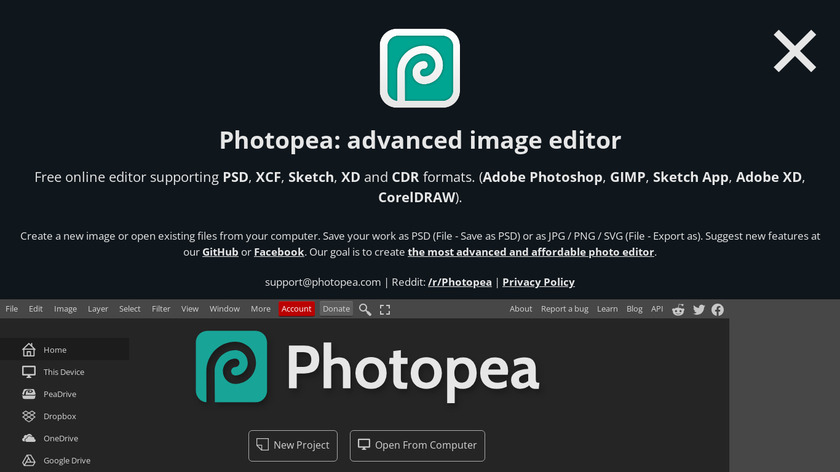 Photopea Landing Page