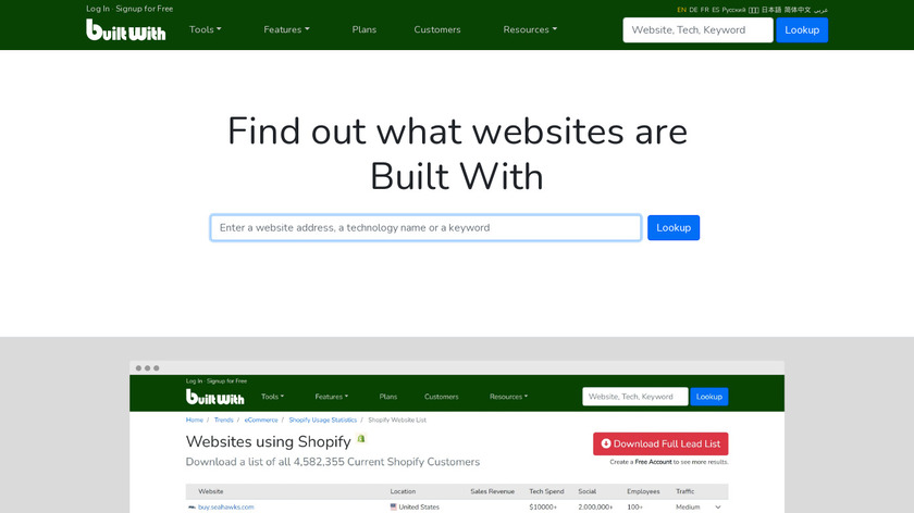 BuiltWith Landing Page