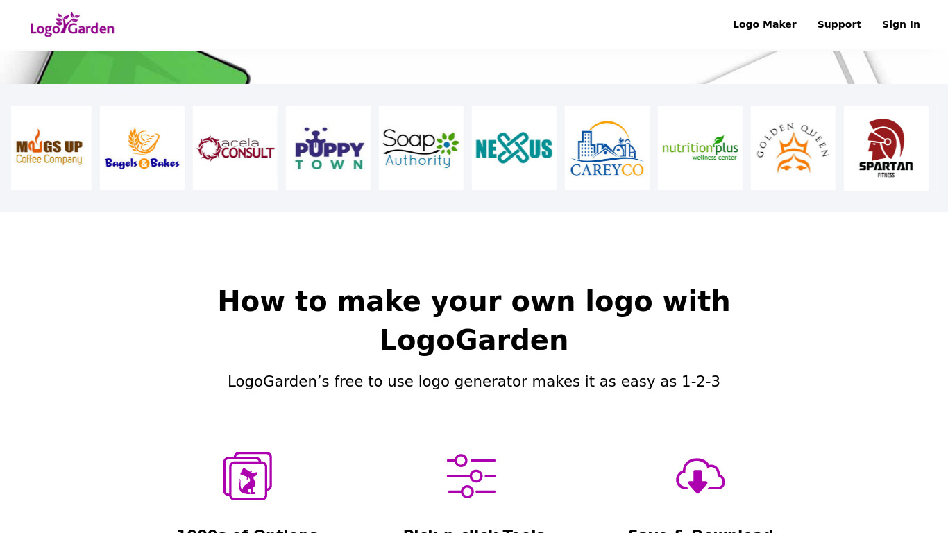 LogoGarden Landing page
