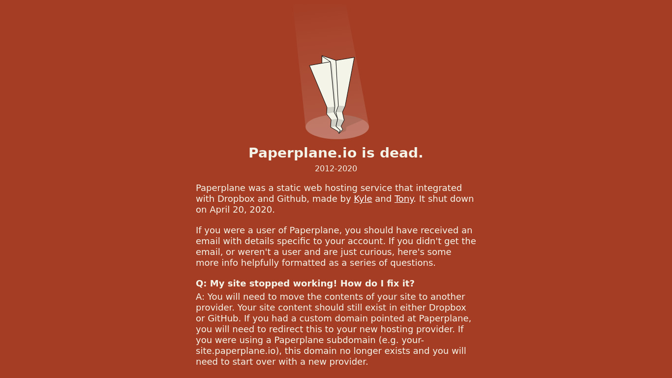 Paperplane.io Landing page