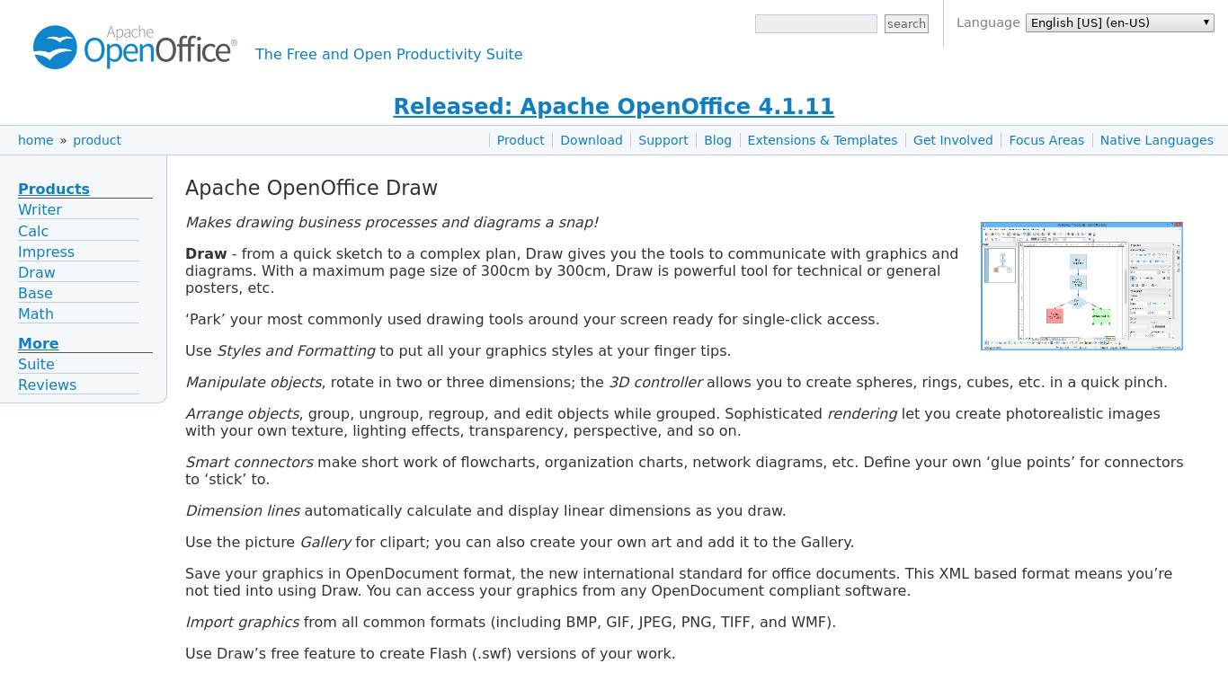 Apache OpenOffice Draw Landing page