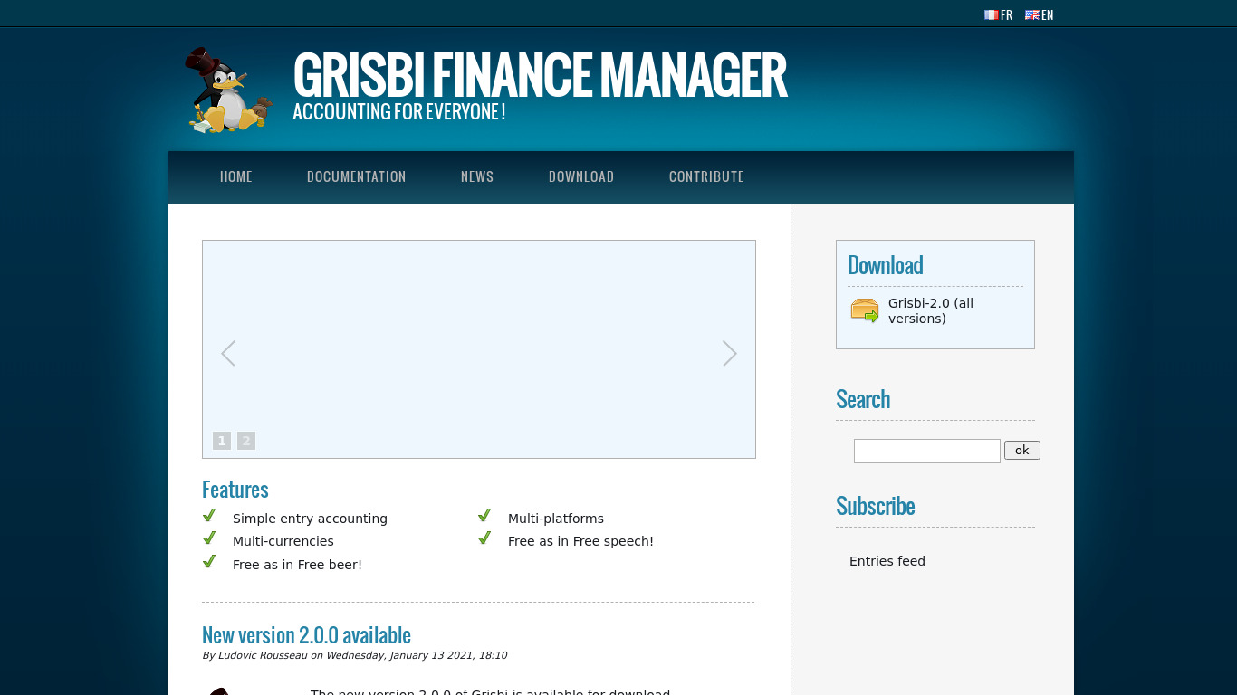 Grisbi Landing page