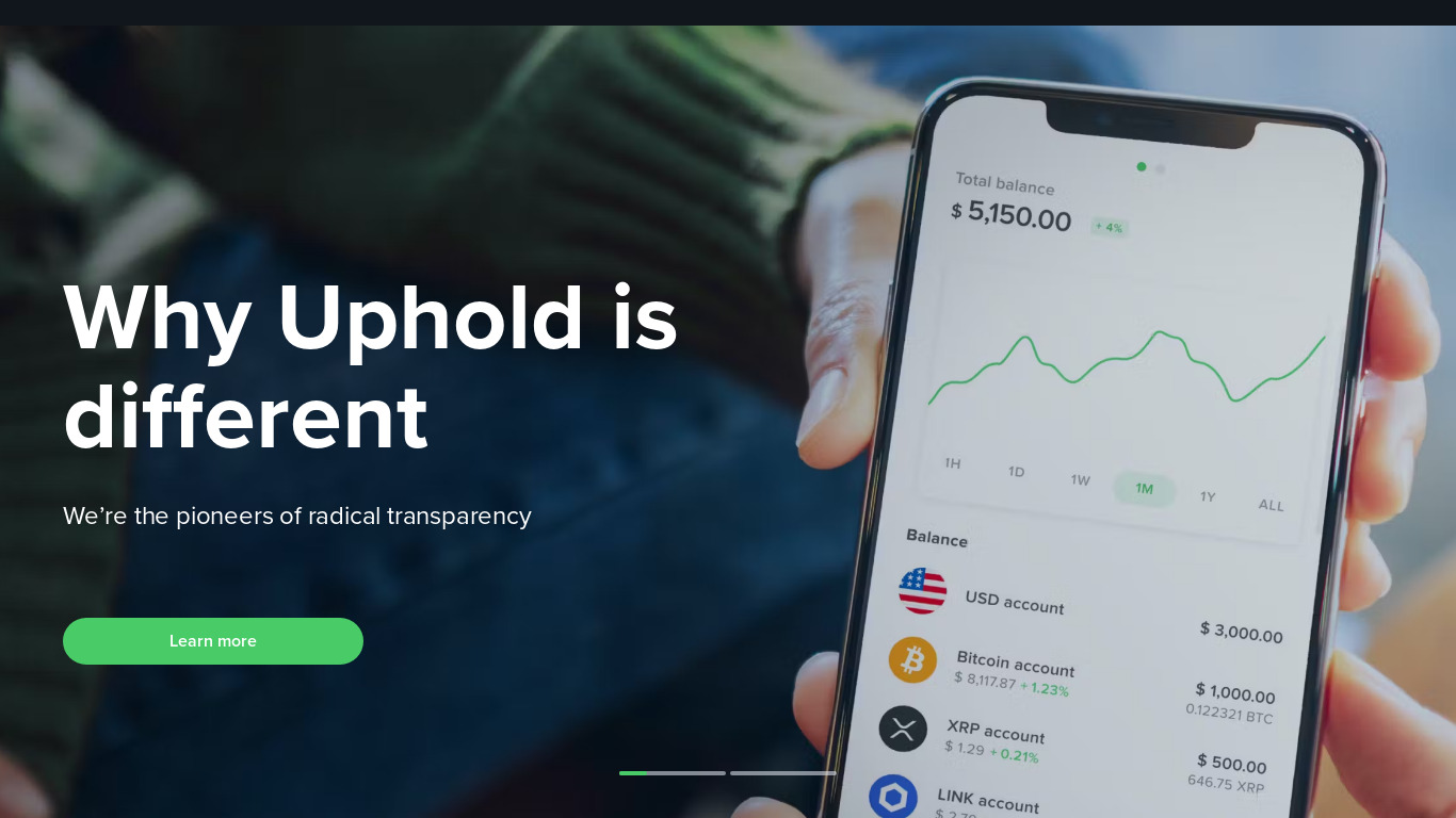 Uphold Landing page