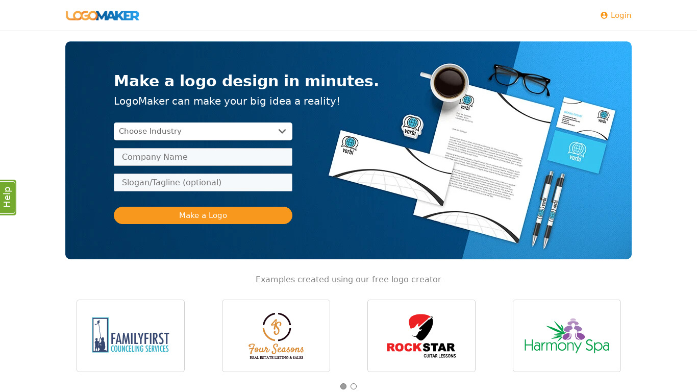 LogoMaker.com Landing page