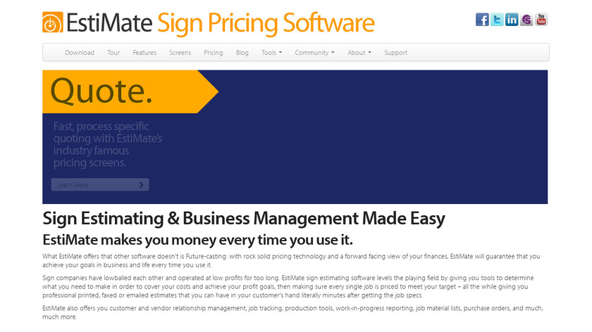 Esti-Mate Software Version 4.5 Landing Page