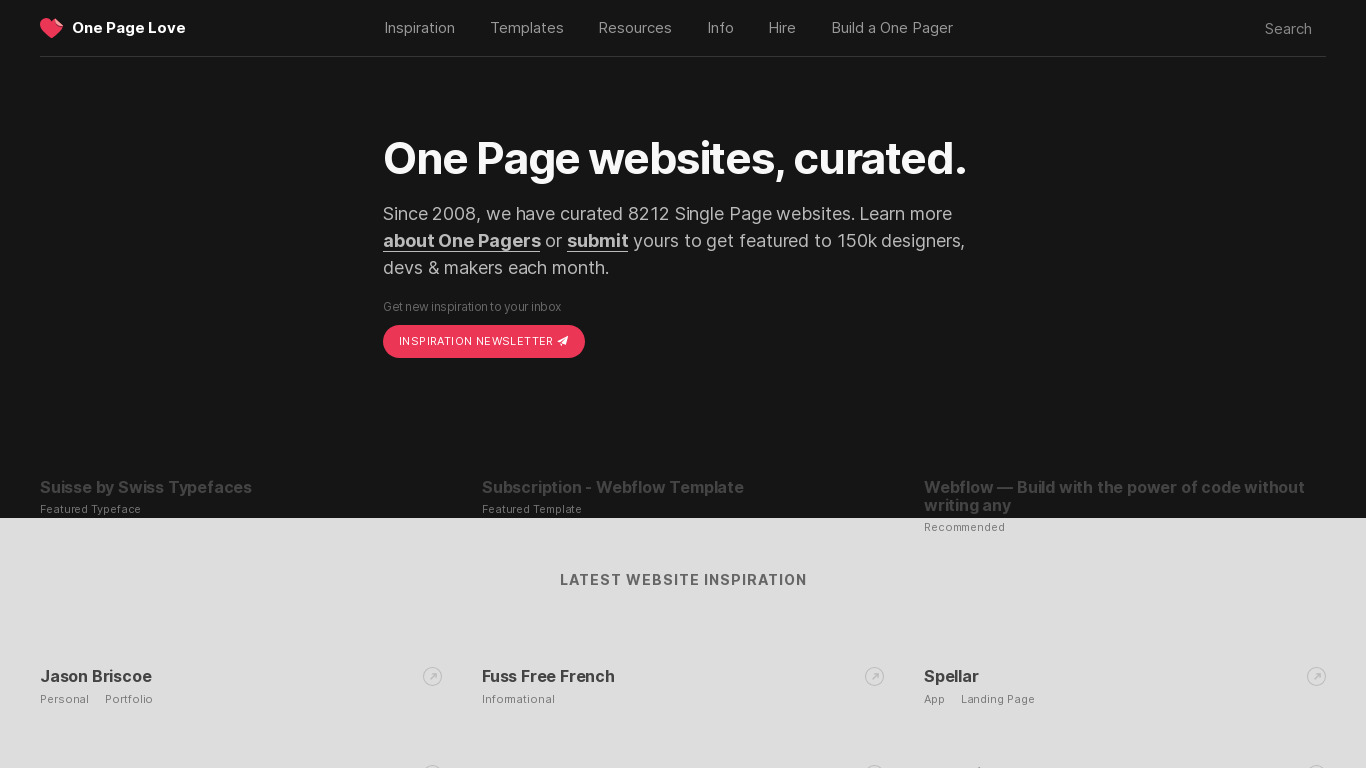 One Page Love Landing page