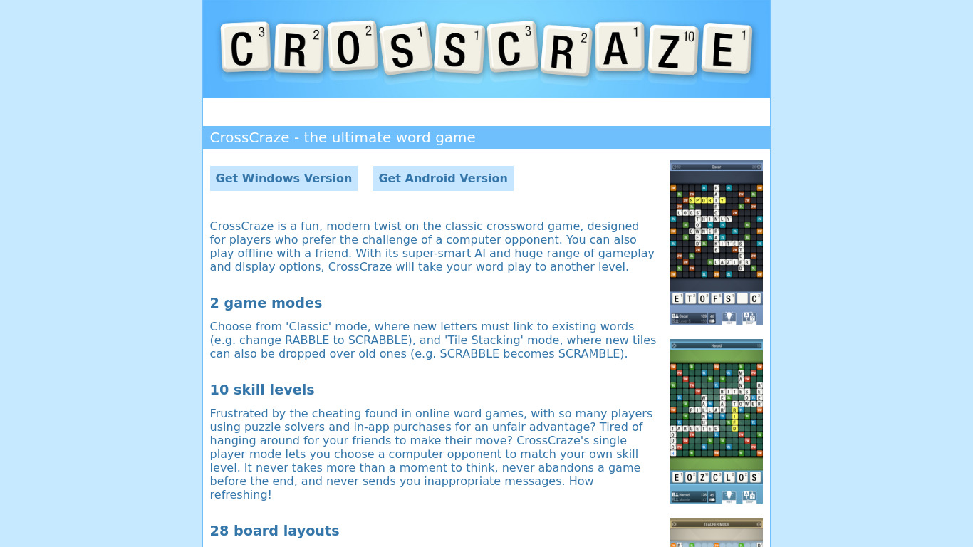 CrossCraze Landing page