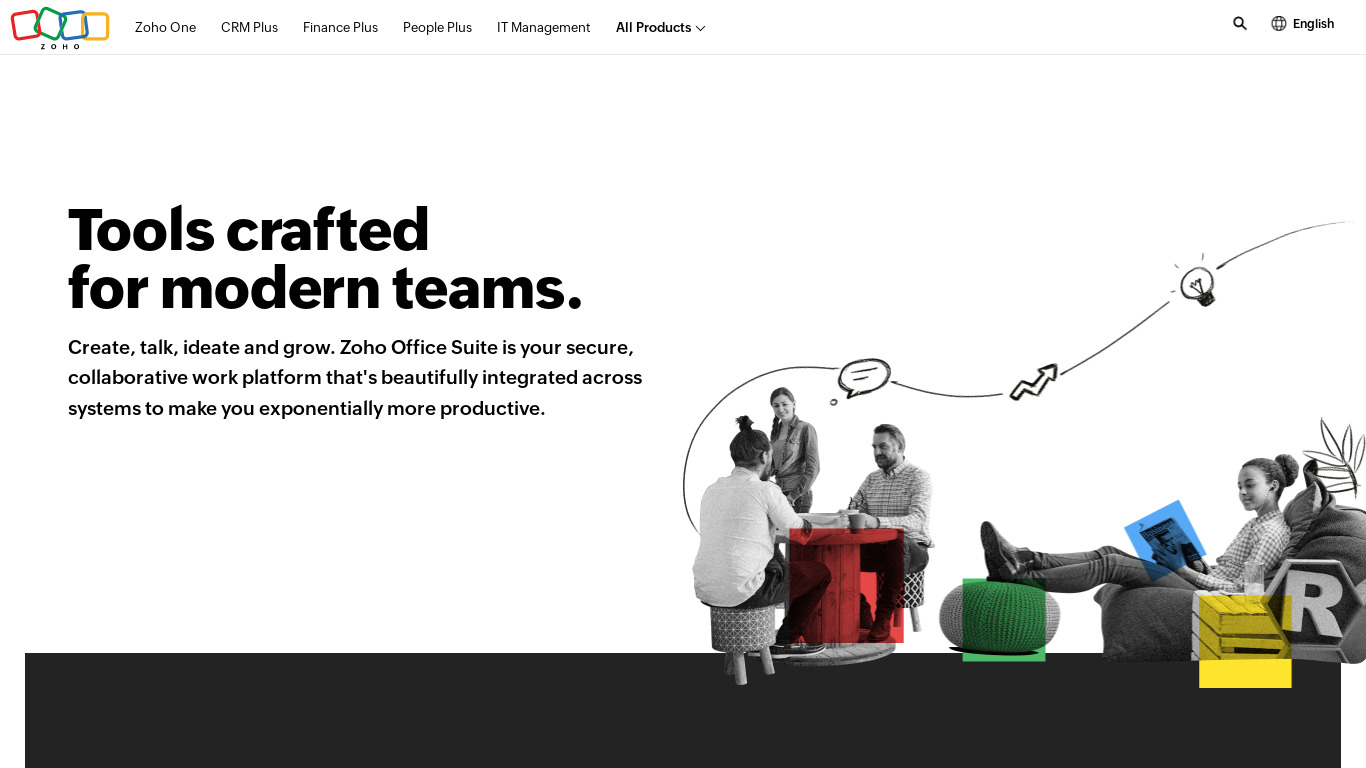 Zoho Office Suite Landing page