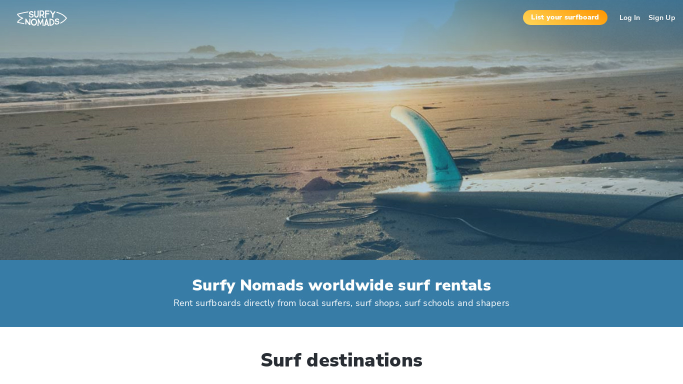 Surfy Nomads Landing page