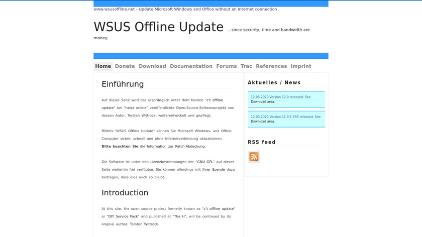 WSUS Offline Update Landing Page