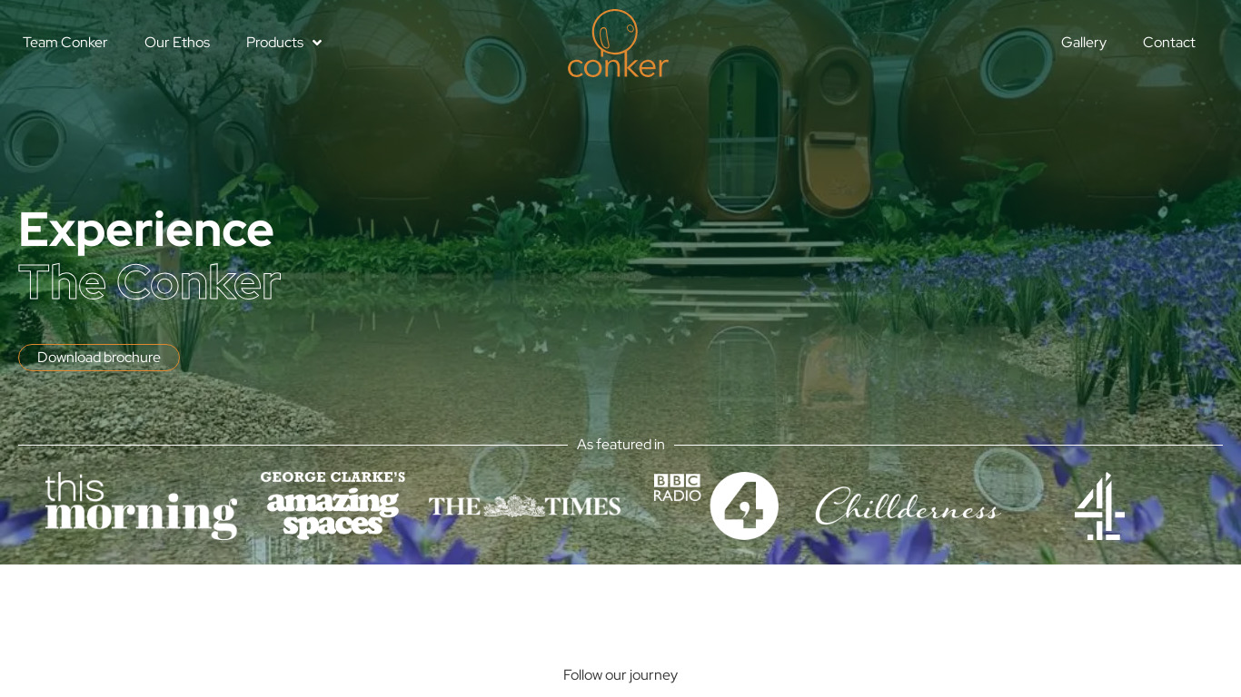 Conker Living Pods Landing page