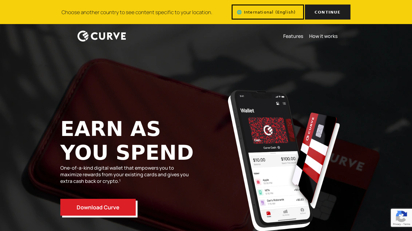 Curve for Business Landing page
