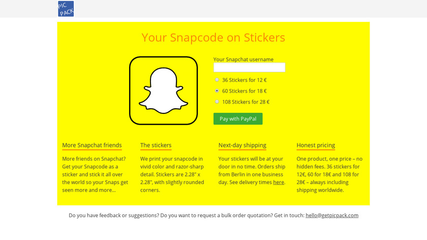 Snapcode Stickers Landing Page
