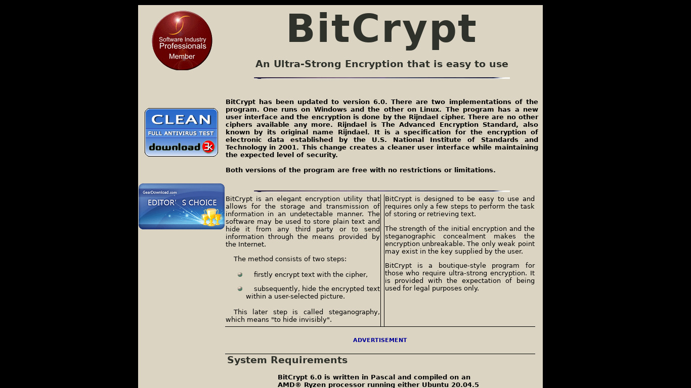 BitCrypt Landing page