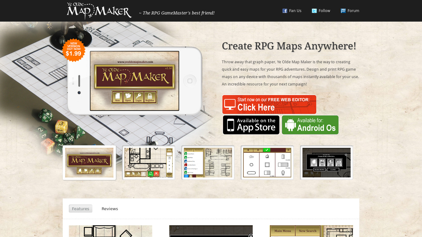 Ye Olde Map Maker Landing page