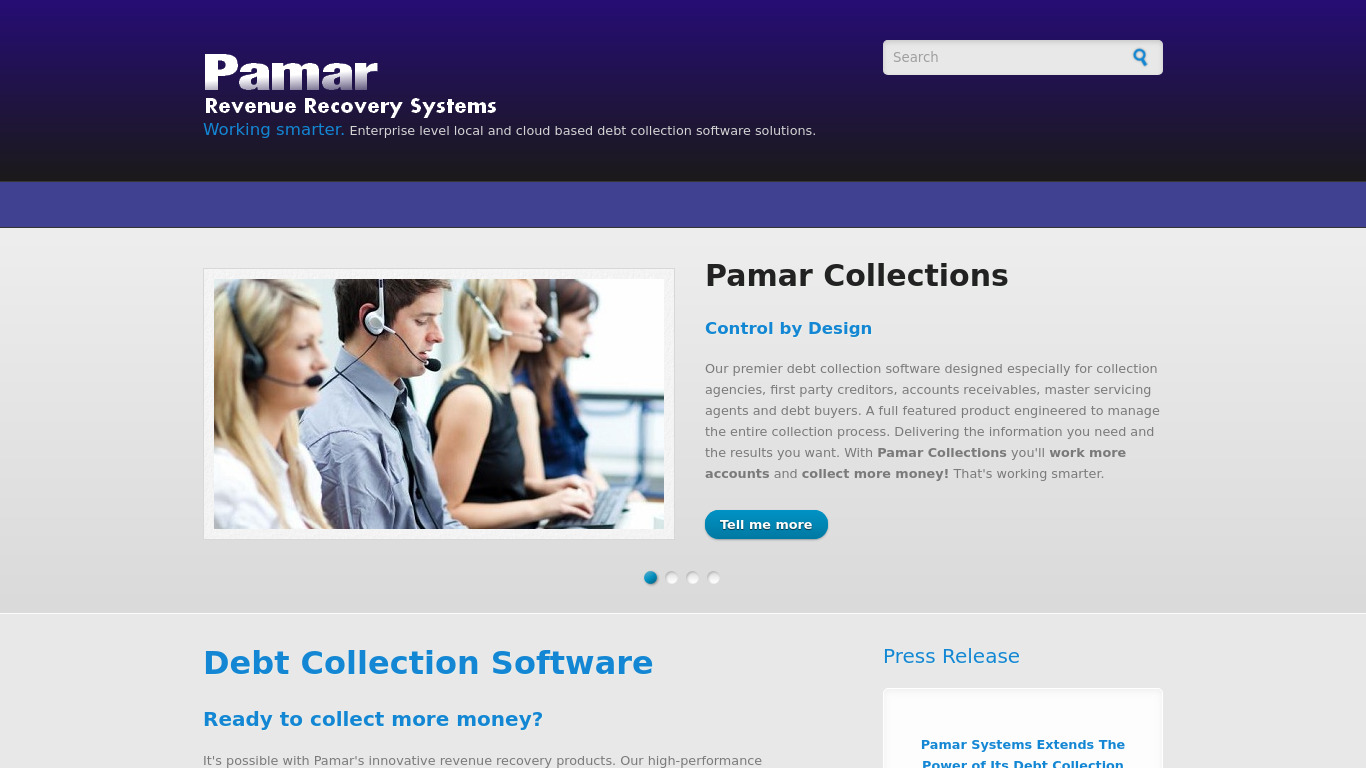 Pamar Collection System Landing page