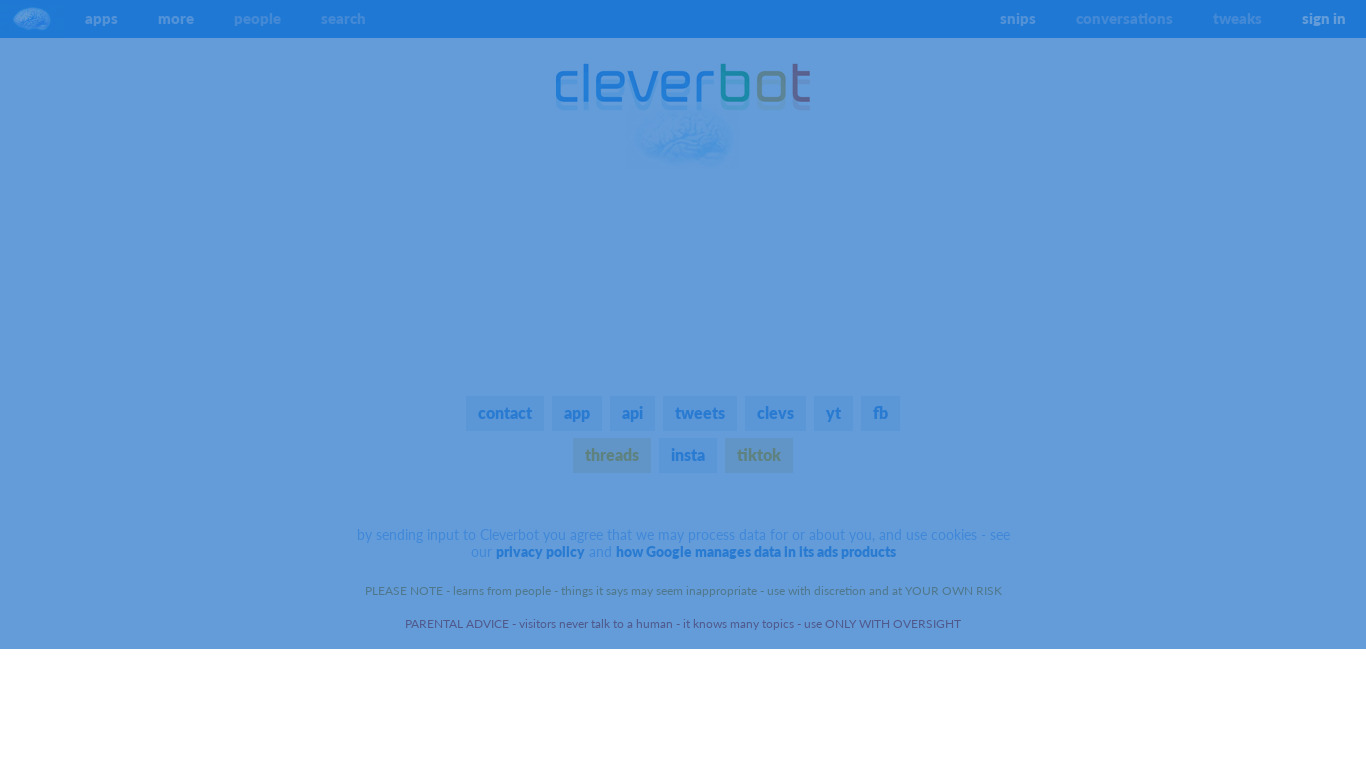 Cleverbot Landing page