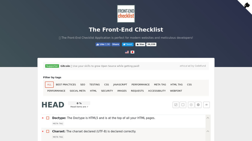 Front-End Checklist Landing Page