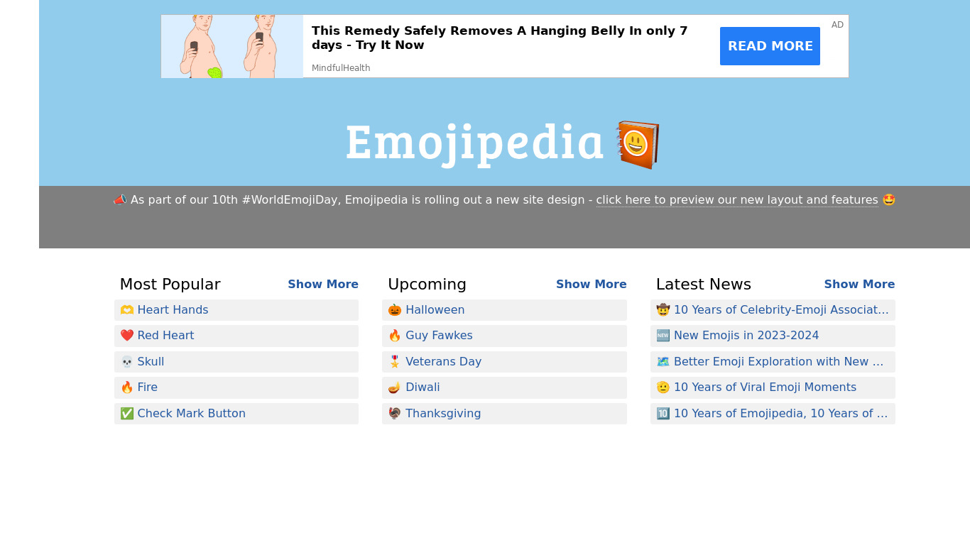 Emojipedia Landing page