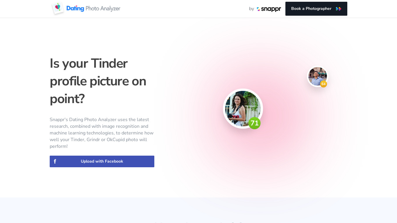 Dating Photo Analyzer Landing page