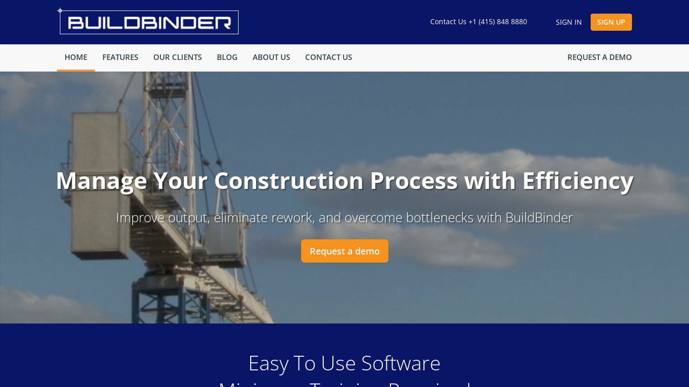 BuildBinder Landing page