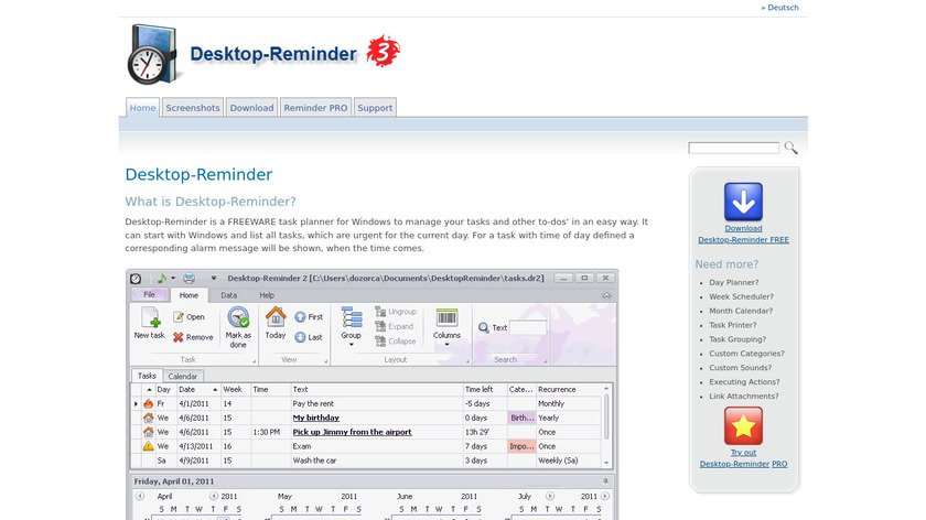 Desktop-Reminder Landing Page