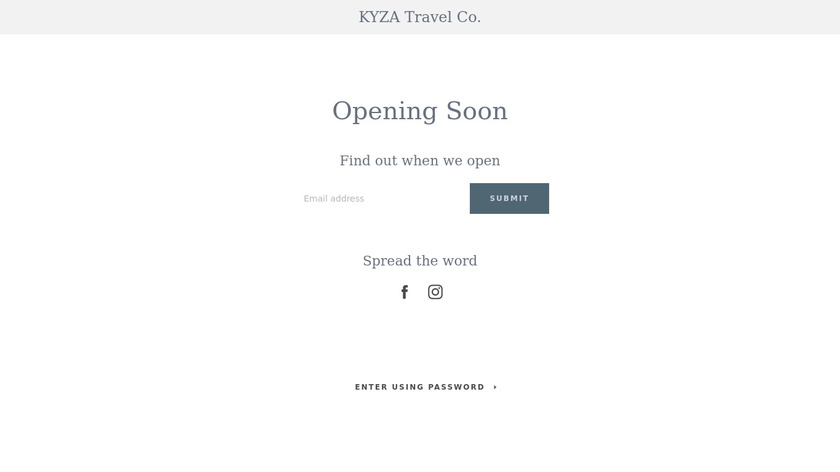 KYZA Travel Wallet Landing Page