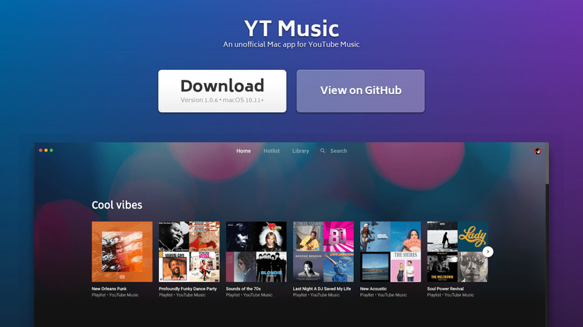 YT Music Landing Page