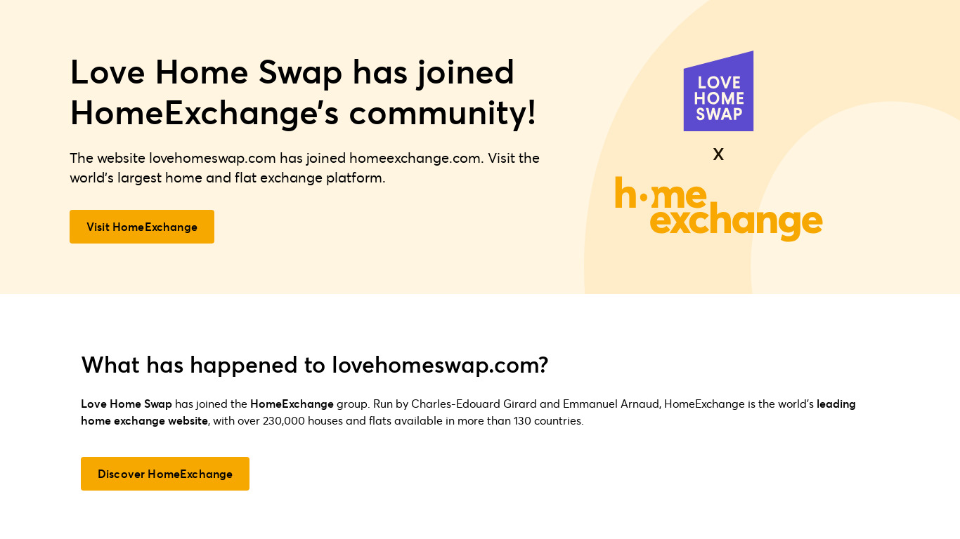 Love Home Swap Landing page