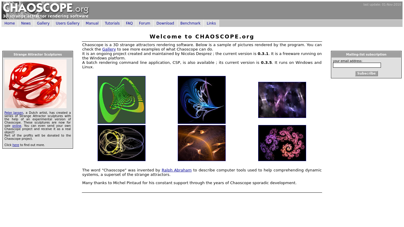 Chaoscope Landing page