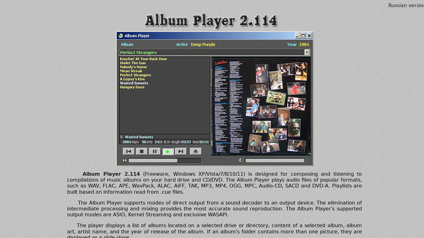 Album Player Landing Page